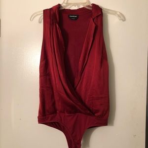 💋 bebe Satin Silk Maroon Red Bodysuit